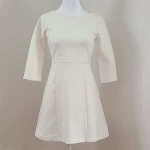 Ella Moss Cream A-Line Dress with 3/4 Sleeves